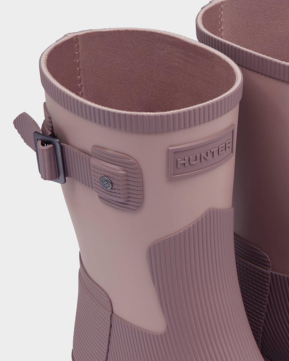 Womens Short Rain Boots - Hunter Refined Texture Block Slim Fit (36QULCEFO) - Pink/Purple